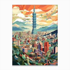 Taipei,Taiwan, Geometric Illustration 1 Canvas Print