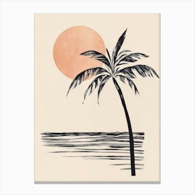 Palm Tree At Sunset Canvas Print