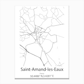 Saint Amand Les Eaux,France Minimalist Map Canvas Print