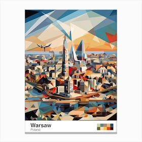 Warsaw, Poland, Geometric Illustration 1 Poster Canvas Print