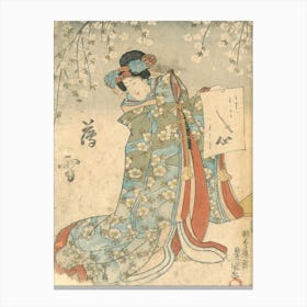 Woman Under The Sakura (I) By Utagawa Kunisada Canvas Print