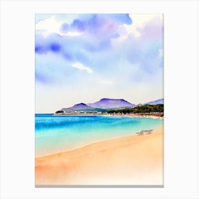 Playa De Muro, Mallorca, Spain Watercolour Canvas Print