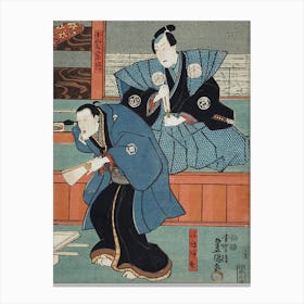 Actors Bandō Sajūrō I As Mumata Junsai, Bandō Takesaburō I As Oguri Sōtan By Utagawa Kunisada Canvas Print