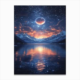 Moon And Stars In The Sky 3 Canvas Print