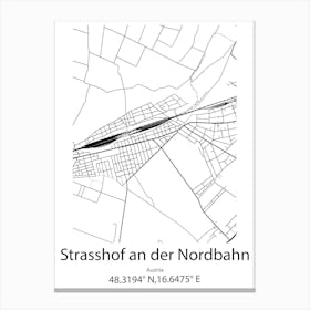 Strasshof An Der Nordbahn,Austria Minimalist Map Canvas Print