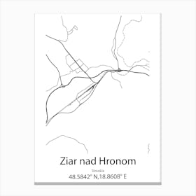 Ziar Nad Hronom,Slovakia Minimalist Map Canvas Print