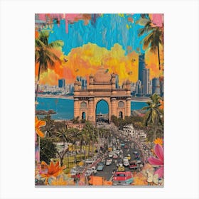 Mumbai   Retro Collage Style 2 Canvas Print