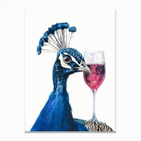 Peacock With Wine Glass 1 Canvas Print