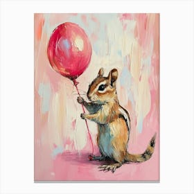 Cute Chipmunk 2 With Balloon Canvas Print
