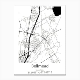 Bellmead,United States Minimalist Map Canvas Print