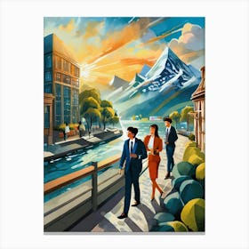 Business Meeting Outdoors Canvas Print