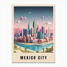 Mexico City Travel Poster Low Poly (29) Canvas Print