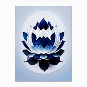 Blue Lotus Black And White Geometric 2 Canvas Print