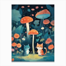 Illustration Couple Of Cat Canvas Print