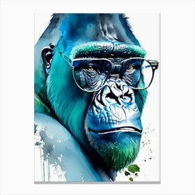 Gorilla In Glasses Gorillas Mosaic Watercolour 1 Canvas Print