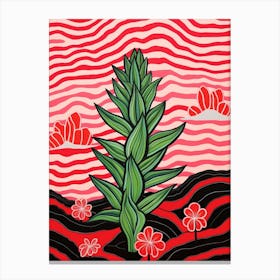 Pink And Red Plant Illustration Haworthia 2 Canvas Print