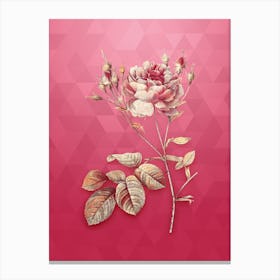 Vintage Pink Cumberland Rose Botanical in Gold on Viva Magenta Canvas Print