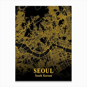 Seoul Gold City Map 1 Canvas Print