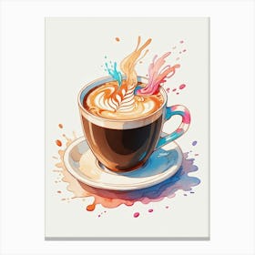 Coffee Cup With Splashes Canvas Print