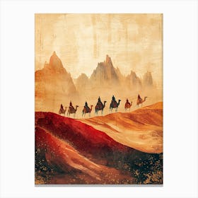 Camels In The Desert Canvas Print