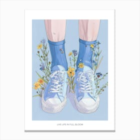 Live Life In Full Bloom Poster Blue Girl Shoes With Flowers 3 Canvas Print
