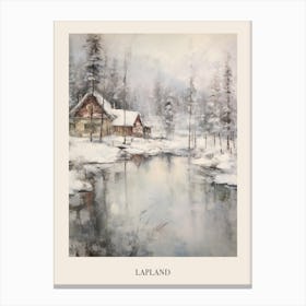 Vintage Winter Painting Poster Lapland Finland 1 Canvas Print