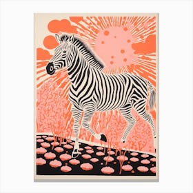 Zebra Orange Running 1 Canvas Print