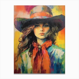 Vintage Cowgirl Painting 2 Canvas Print