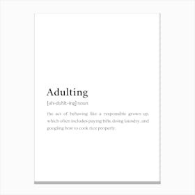 Adulting Funny Definition Wall Canvas Print