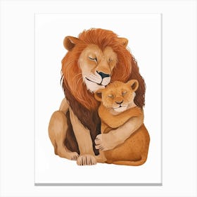 Barbary Lion Family Bonding Clipart 4 Canvas Print