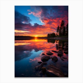 Lake Reflecting the vibrant Sky Canvas Print