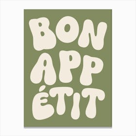 Bon Appetit - White & Green Canvas Print