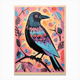 Pink Scandi Raven 1 Canvas Print