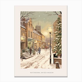 Vintage Winter Poster Nottingham United Kingdom 3 Canvas Print