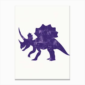 Triceratops Purple Dinosaur Silhouette Canvas Print