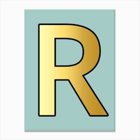 Letter R Gold Alphabet Lilac Canvas Print