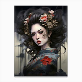 Geisha Japanese Style Illustration 3 Canvas Print