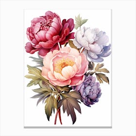 A Bouquet Full Of Colorful Peony Canvas Print