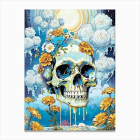 Surrealist Floral Skull Painting (36) Canvas Print