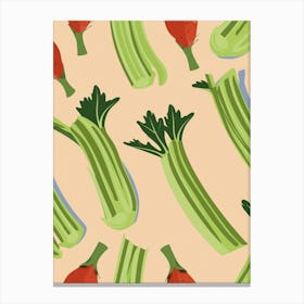 Celery Pattern Vegetable Illustration Canvas Print