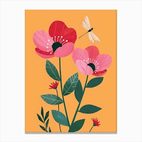 Poppies And Dragonflies Canvas Print