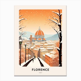 Vintage Winter Travel Poster Florence Italy 3 Canvas Print