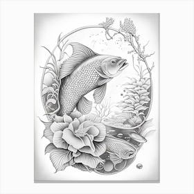 Kikokuryu Koi Fish 1, Haeckel Style Illustastration Canvas Print