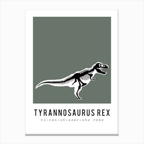 T Rex, Dinosaur Boys Room Decor, Green Canvas Print
