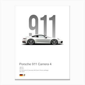 911 Carrera Porsche Canvas Print
