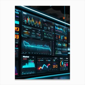 A Digitally Illustrated Dashboard Interface For Advanced Ai Business Management Dashboards Show Met (4) Canvas Print