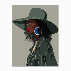 Black Girl In A Hat Canvas Print