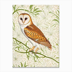 Barn Owl William Morris Style Bird Canvas Print
