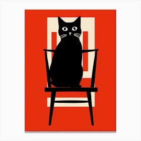 Black Cat In A Chair Canvas Print