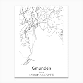 Gmunden,Austria Minimalist Map Canvas Print